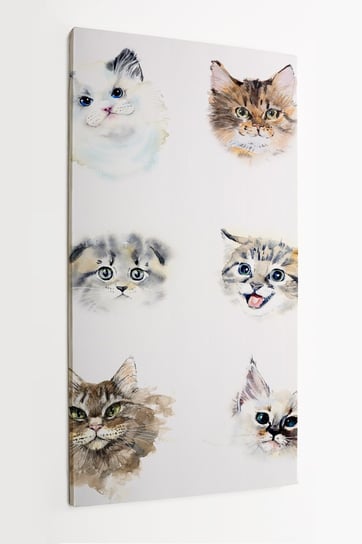 Obraz na płótnie HOMEPRINT, wzór, kotki, koty, akwarele 50x100 cm HOMEPRINT