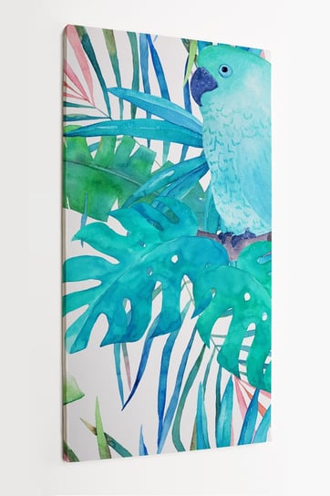 Obraz na płótnie HOMEPRINT, wzór, monstera, tropikalne liście, arbuz, na białym tle 50x100 cm HOMEPRINT