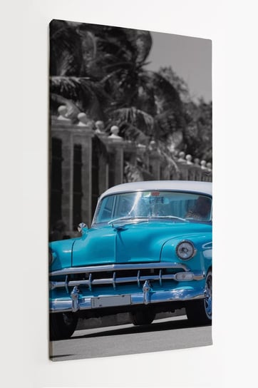 Obraz na płótnie HOMEPRINT, zabytkowy samochód jeździ po słynnym deptaku Malecon w Hawanie 60x120 cm HOMEPRINT
