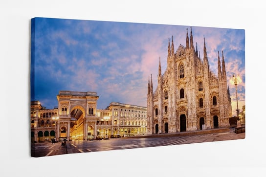 Obraz na płótnie HOMEPRINT, zachód słońca, miasto, centrum, rynek, katedra, Mediolan, Włochy 120x50 cm HOMEPRINT