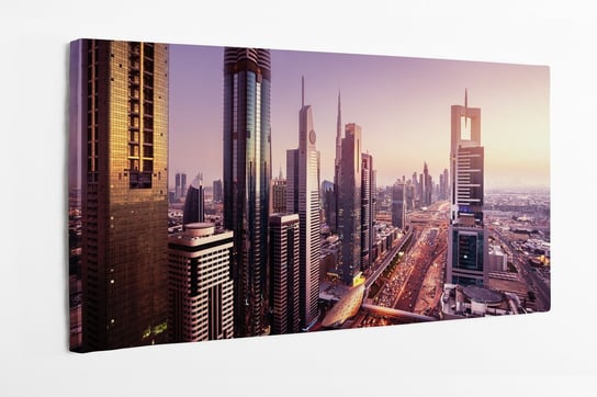 Obraz na płótnie HOMEPRINT, zachód słońca, miasto, nowoczesna, Dubaj, Zjednoczone Emiraty Arabskie 100x50 cm HOMEPRINT