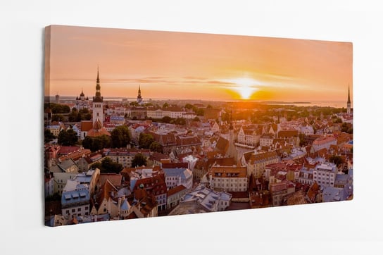 Obraz na płótnie HOMEPRINT, zachód słońca nad starym miastem w Tallinie w Estonii 140x70 cm HOMEPRINT