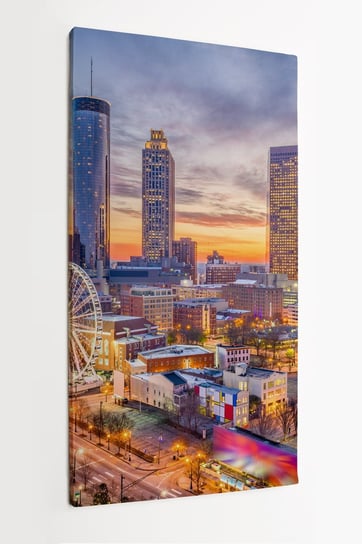 Obraz na płótnie HOMEPRINT, zachód słońca, nocna panorama miasta Atlanta, Georgia, USA 50x100 cm HOMEPRINT