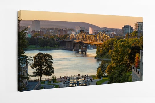 Obraz na płótnie HOMEPRINT, zachód słońca, rzeka, most,  panorama, Ottawa, Kanada 120x60 cm HOMEPRINT