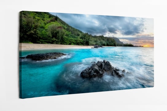 Obraz na płótnie HOMEPRINT, zachód słońca w Secret Beach, Kauai, Hawaje 100x50 cm HOMEPRINT