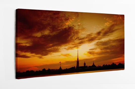 Obraz na płótnie HOMEPRINT, zachód słońca, złote niebo, Petersburg, Rosja 100x50 cm HOMEPRINT