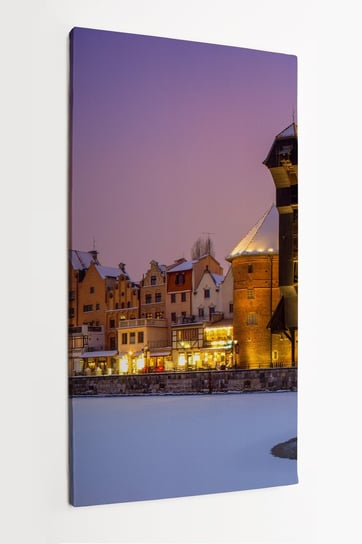 Obraz na płótnie HOMEPRINT, zamarznięta rzeka, zima, panorama, Motława, stare miasto, Gdańsk, Polska 50x100 cm HOMEPRINT