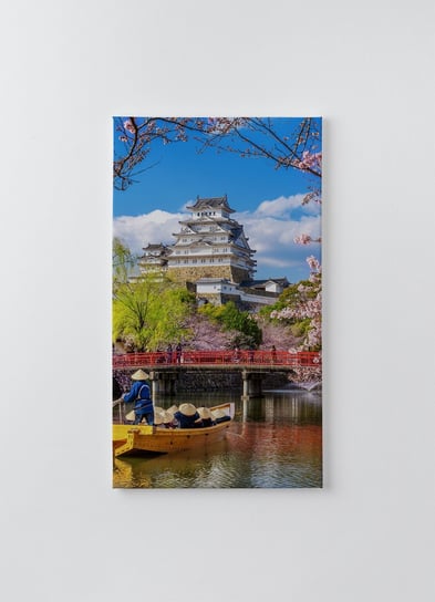 Obraz na płótnie HOMEPRINT, zamek Himeji i kwiaty wiśni na wiosnę, Japonia. 50x100 cm HOMEPRINT