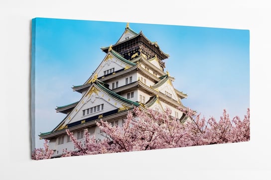 Obraz na płótnie HOMEPRINT, zamek w Osace z kwitnącą wiśnią, Japonia, kwiecień, wiosna 100x50 cm HOMEPRINT