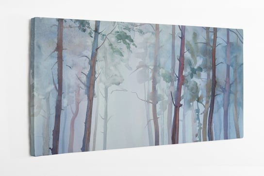 Obraz na płótnie HOMEPRINT, zamglony las, akwarele, las we mgle 140x70 cm HOMEPRINT