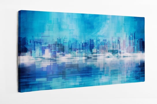 Obraz na płótnie HOMEPRINT, zatopione miasto, niebieski abstrakcja, cyber miasto 120x60 cm HOMEPRINT