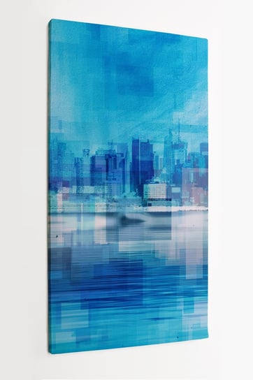 Obraz na płótnie HOMEPRINT, zatopione miasto, niebieski abstrakcja, cyber miasto 50x100 cm HOMEPRINT