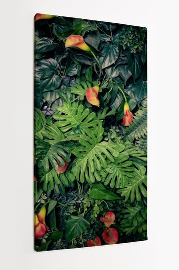Obraz na płótnie HOMEPRINT, zielona dżungla, tropiki, kwiaty, tropikalne rośliny 50x100 cm HOMEPRINT