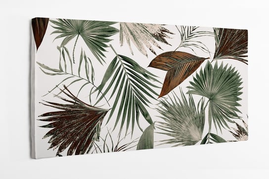 Obraz na płótnie HOMEPRINT, zielone liście, wzór, na jasnym tle 120x60 cm HOMEPRINT