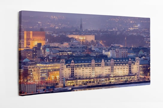 Obraz na płótnie HOMEPRINT, zima, panorama, miasto, Oslo, Norwegia 100x50 cm HOMEPRINT