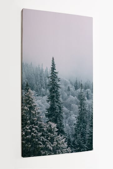 Obraz na płótnie HOMEPRINT, zimowy las iglasty, zima, śnieg 50x100 cm HOMEPRINT