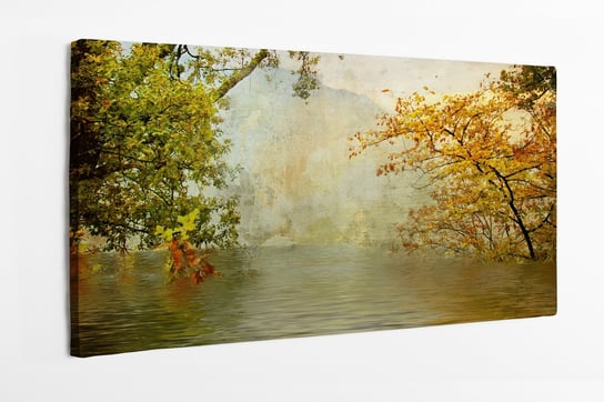 Obraz na płótnie HOMEPRINT, złote jezioro, obraz malowany, sztuka 100x50 cm HOMEPRINT