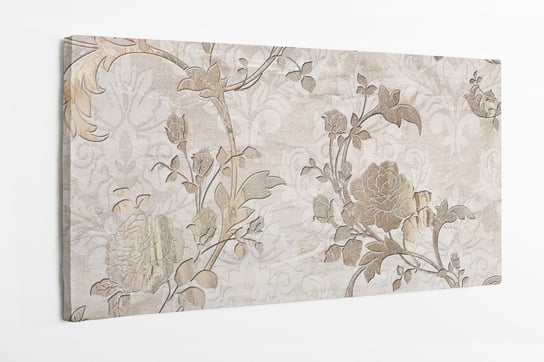 Obraz na płótnie HOMEPRINT, złote róże, wzór, kwiaty, rośliny, ilustracja 100x50 cm HOMEPRINT