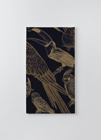 Obraz na płótnie HOMEPRINT, złote szkielety egzotycznych ptaków na czarnym tle 50x100 cm HOMEPRINT