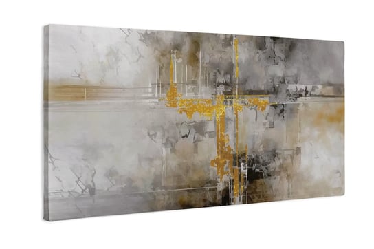 Obraz na płótnie HOMEPRINT, Złoto szara abstrakcja, złoty pył, sztuka nowoczesna, luksus 100x50 cm HOMEPRINT