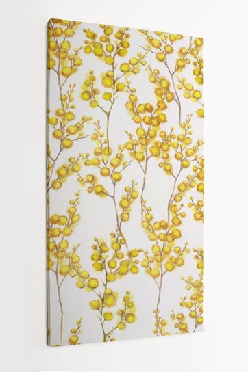 Obraz na płótnie HOMEPRINT, żółte kwiaty , białe tło, wiosenne gałązki 60x120 cm HOMEPRINT