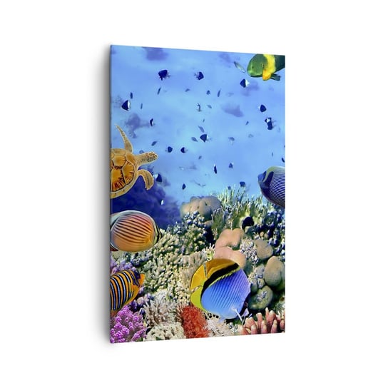 Obraz na płótnie - I co my wiemy o życiu... - 80x120cm - Rafa Koralowa Podwodny Świat Ryby - Nowoczesny obraz na ścianę do salonu do sypialni ARTTOR ARTTOR