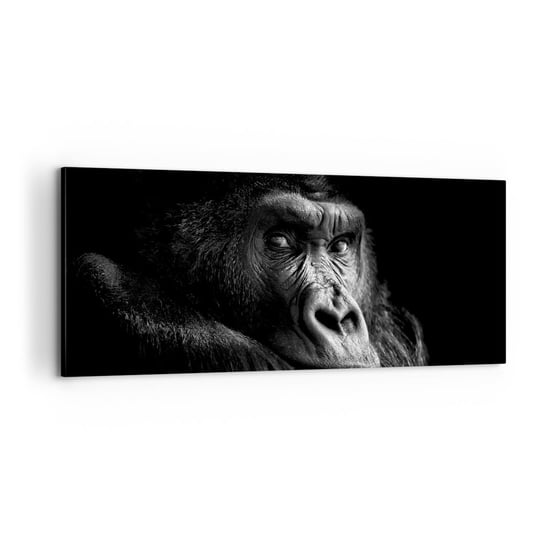 Obraz na płótnie - I co się patrzysz? - 100x40cm - Małpa Goryl Zwierzęta - Nowoczesny foto obraz w ramie do salonu do sypialni ARTTOR ARTTOR