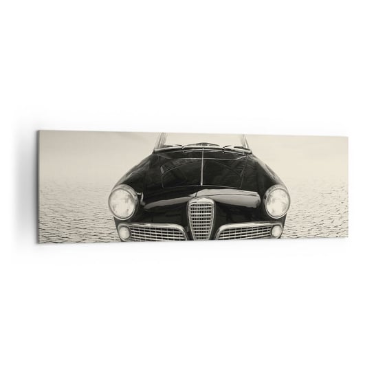 Obraz na płótnie - I jak mnie nie kochać? - 160x50cm - Samochód Vintage Czarno-Biały - Nowoczesny foto obraz w ramie do salonu do sypialni ARTTOR ARTTOR