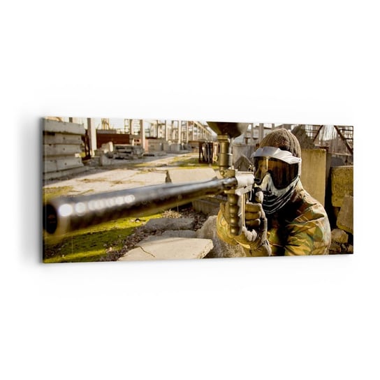 Obraz na płótnie - I ty możesz zostać bohaterem - 120x50cm - Paintball Sport Militaria - Nowoczesny obraz na ścianę do salonu do sypialni ARTTOR ARTTOR