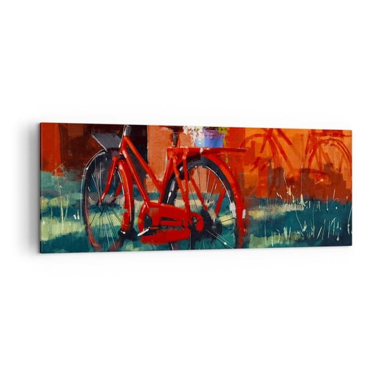 Obraz na płótnie - I want to ride my bicycle - 140x50cm - Rower Vintage Kwiaty W Doniczce Podróż - Nowoczesny Canvas obraz do salonu do sypialni ARTTOR ARTTOR