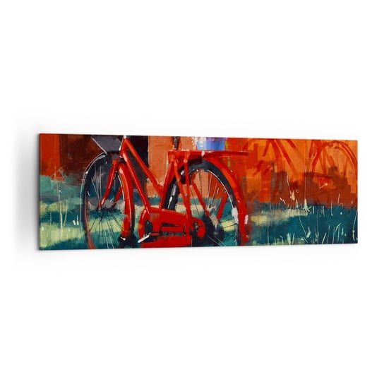 Obraz na płótnie - I want to ride my bicycle - 160x50cm - Rower Vintage Kwiaty W Doniczce Podróż - Nowoczesny foto obraz w ramie do salonu do sypialni ARTTOR ARTTOR