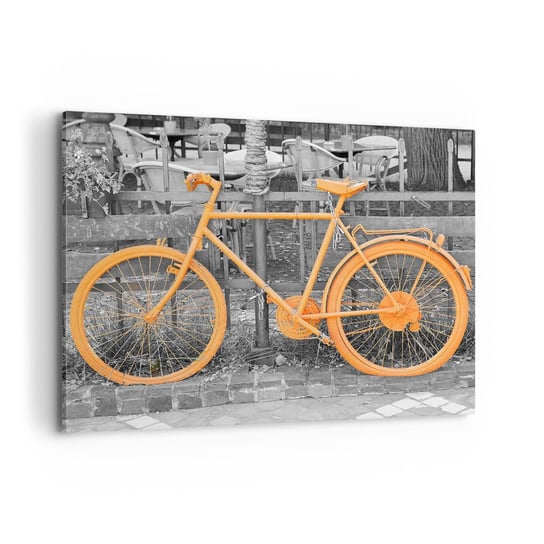 Obraz na płótnie - Idź, ja tu poczekam - 100x70cm - Rower Vintage Miasto Podróże - Nowoczesny foto obraz w ramie do salonu do sypialni ARTTOR ARTTOR