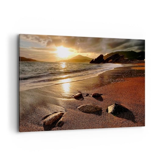 Obraz na płótnie - Idź za słońcem ku wzgórzom - 120x80cm - Krajobraz Morze Zachód Słońca - Nowoczesny obraz na ścianę do salonu do sypialni ARTTOR ARTTOR