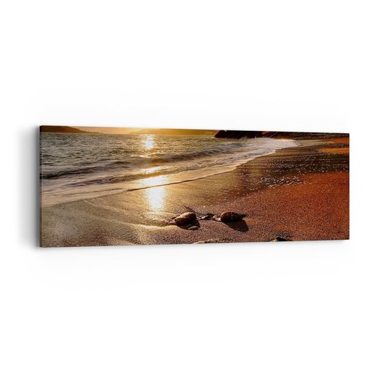 Obraz na płótnie - Idź za słońcem ku wzgórzom - 90x30cm - Krajobraz Morze Zachód Słońca - Nowoczesny Canvas obraz do salonu do sypialni ARTTOR ARTTOR