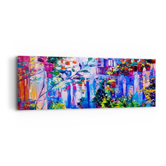 Obraz na płótnie - Impresja - włoska uliczka - 90x30cm - Miasto Architektura Włochy - Nowoczesny Canvas obraz do salonu do sypialni ARTTOR ARTTOR