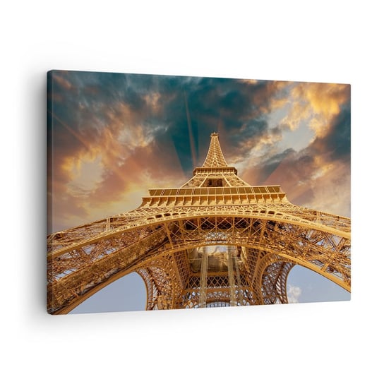 Obraz na płótnie - Jak ludzkość sięgnęła nieba - 70x50cm - Wieża Eiffla Architektura Paryż - Nowoczesny Canvas obraz do salonu do sypialni ARTTOR ARTTOR
