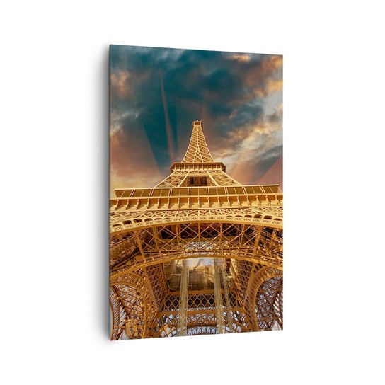 Obraz na płótnie - Jak ludzkość sięgnęła nieba - 80x120cm - Wieża Eiffla Architektura Paryż - Nowoczesny obraz na ścianę do salonu do sypialni ARTTOR ARTTOR