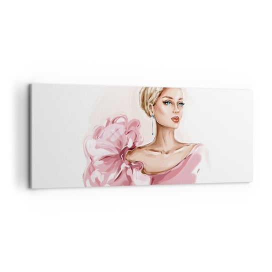 Obraz na płótnie - Jak  malowana… - 120x50cm - Kobieta Moda Grafika - Nowoczesny obraz na ścianę do salonu do sypialni ARTTOR ARTTOR