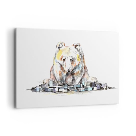 Obraz na płótnie - Jak można tak żyć? - 120x80cm - Zwierzęta Niedźwiedź Grafika - Nowoczesny obraz na ścianę do salonu do sypialni ARTTOR ARTTOR