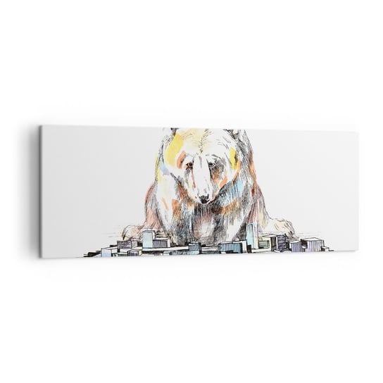 Obraz na płótnie - Jak można tak żyć? - 140x50cm - Zwierzęta Niedźwiedź Grafika - Nowoczesny Canvas obraz do salonu do sypialni ARTTOR ARTTOR
