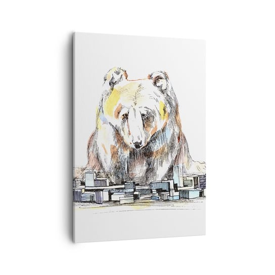 Obraz na płótnie - Jak można tak żyć? - 50x70cm - Zwierzęta Niedźwiedź Grafika - Nowoczesny Canvas obraz do salonu do sypialni ARTTOR ARTTOR