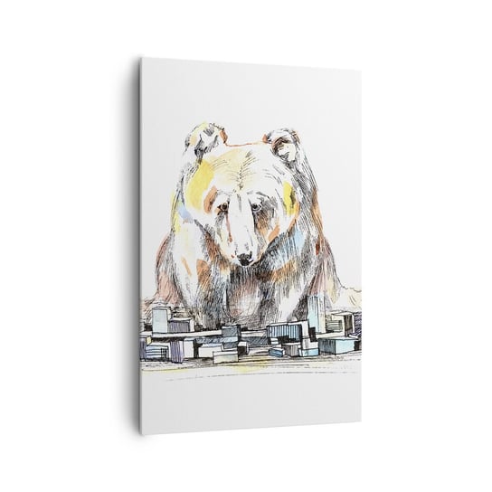 Obraz na płótnie - Jak można tak żyć? - 80x120cm - Zwierzęta Niedźwiedź Grafika - Nowoczesny obraz na ścianę do salonu do sypialni ARTTOR ARTTOR
