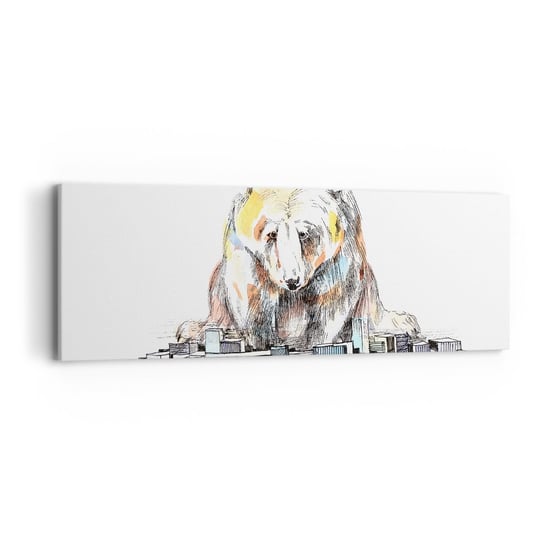 Obraz na płótnie - Jak można tak żyć? - 90x30cm - Zwierzęta Niedźwiedź Grafika - Nowoczesny Canvas obraz do salonu do sypialni ARTTOR ARTTOR