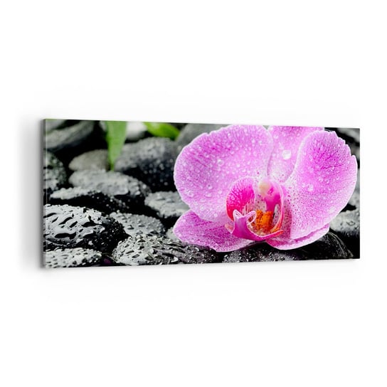 Obraz na płótnie - Jak otwarte serce - 100x40cm - Kwiaty Orchidea Storczyk - Nowoczesny foto obraz w ramie do salonu do sypialni ARTTOR ARTTOR