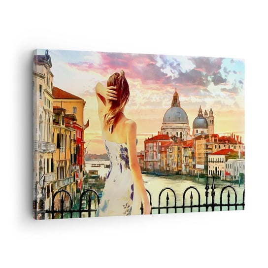 Obraz na płótnie - Jak przygoda to tylko w … - 70x50 cm - Obraz nowoczesny - Miasto, Wenecja, Architektura, Włochy, Most - AA70x50-3495 ARTTOR