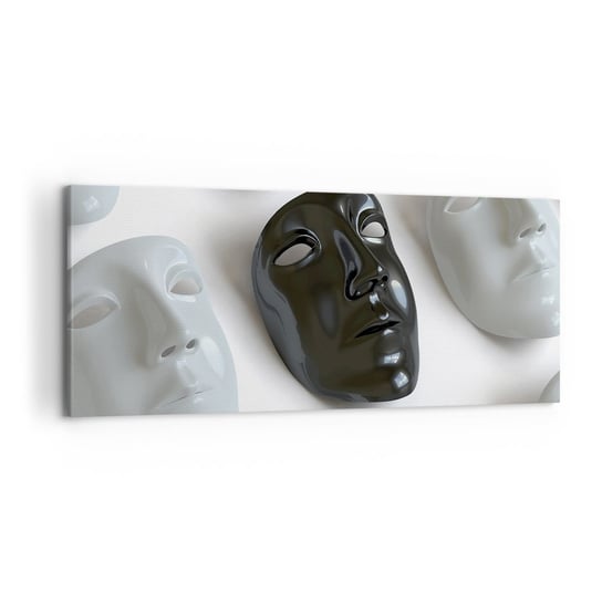 Obraz na płótnie - Jak się wyróżnić? - 120x50cm - Sztuka Maska Wenecka Czarno-Białe - Nowoczesny obraz na ścianę do salonu do sypialni ARTTOR ARTTOR