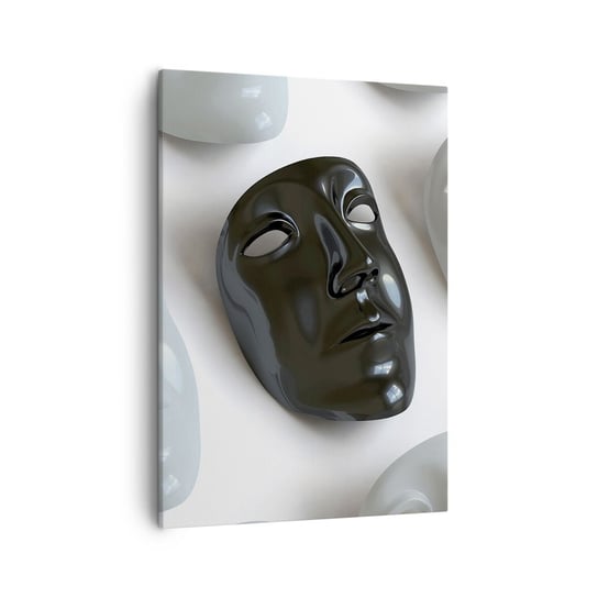 Obraz na płótnie - Jak się wyróżnić? - 50x70cm - Sztuka Maska Wenecka Czarno-Białe - Nowoczesny Canvas obraz do salonu do sypialni ARTTOR ARTTOR