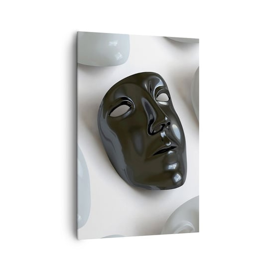 Obraz na płótnie - Jak się wyróżnić? - 80x120cm - Sztuka Maska Wenecka Czarno-Białe - Nowoczesny obraz na ścianę do salonu do sypialni ARTTOR ARTTOR