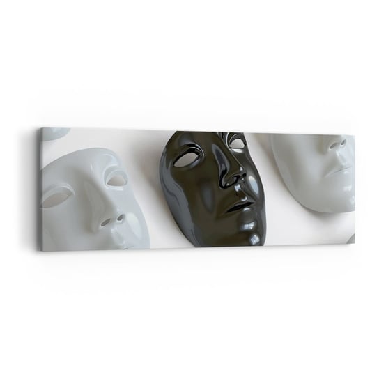 Obraz na płótnie - Jak się wyróżnić? - 90x30cm - Sztuka Maska Wenecka Czarno-Białe - Nowoczesny Canvas obraz do salonu do sypialni ARTTOR ARTTOR