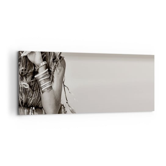 Obraz na płótnie - Jak to dziewczyna - 120x50cm - Kobieta Boho Vintage - Nowoczesny obraz na ścianę do salonu do sypialni ARTTOR ARTTOR